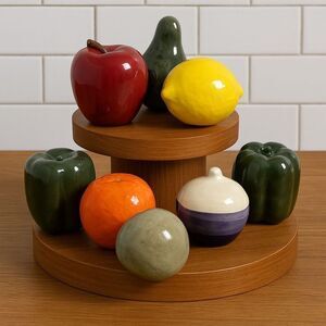 Vintage Ceramic Fruit & Vegetable Decor Set Apple Lemon Pepper Orange Pear Onion